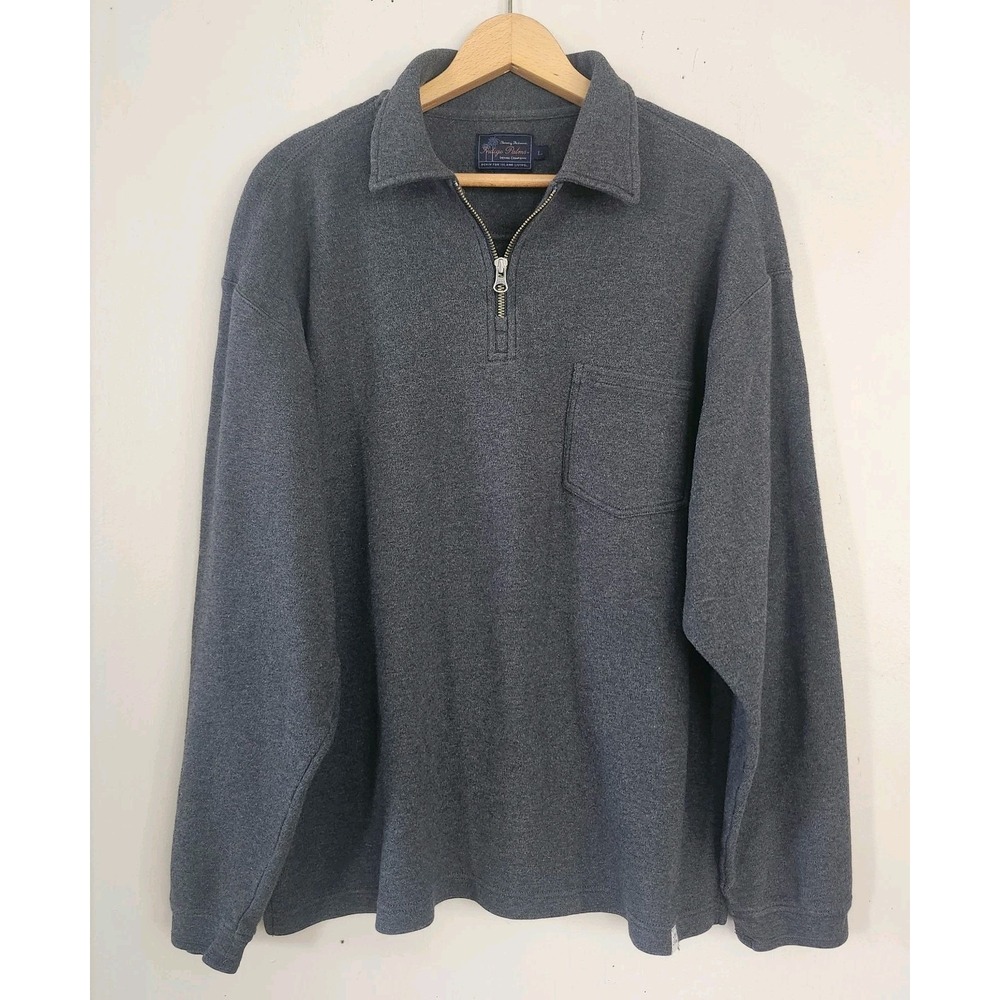 Tommy Bahama Indigo Palms Denim Mens Large Dark Gray 3/4 Knit Pullover Shirt